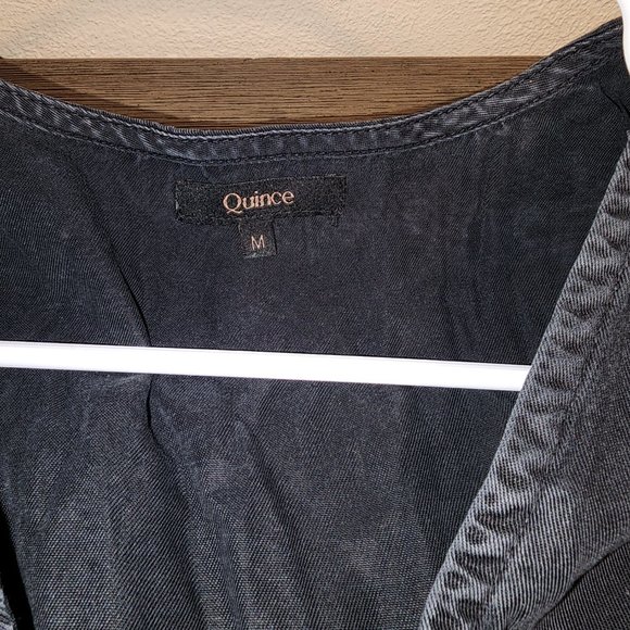 Quince Vintage Wash Tencel Button Front Dress NWOT Black Med - Picture 4 of 7